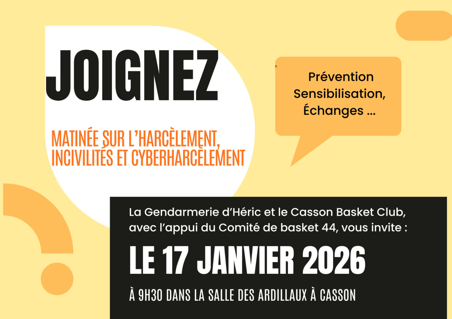 CASSON BASKET CLUB - MATINEE SENSIBILISATION CONTRE LES INCIVILITES/VIOLENCES